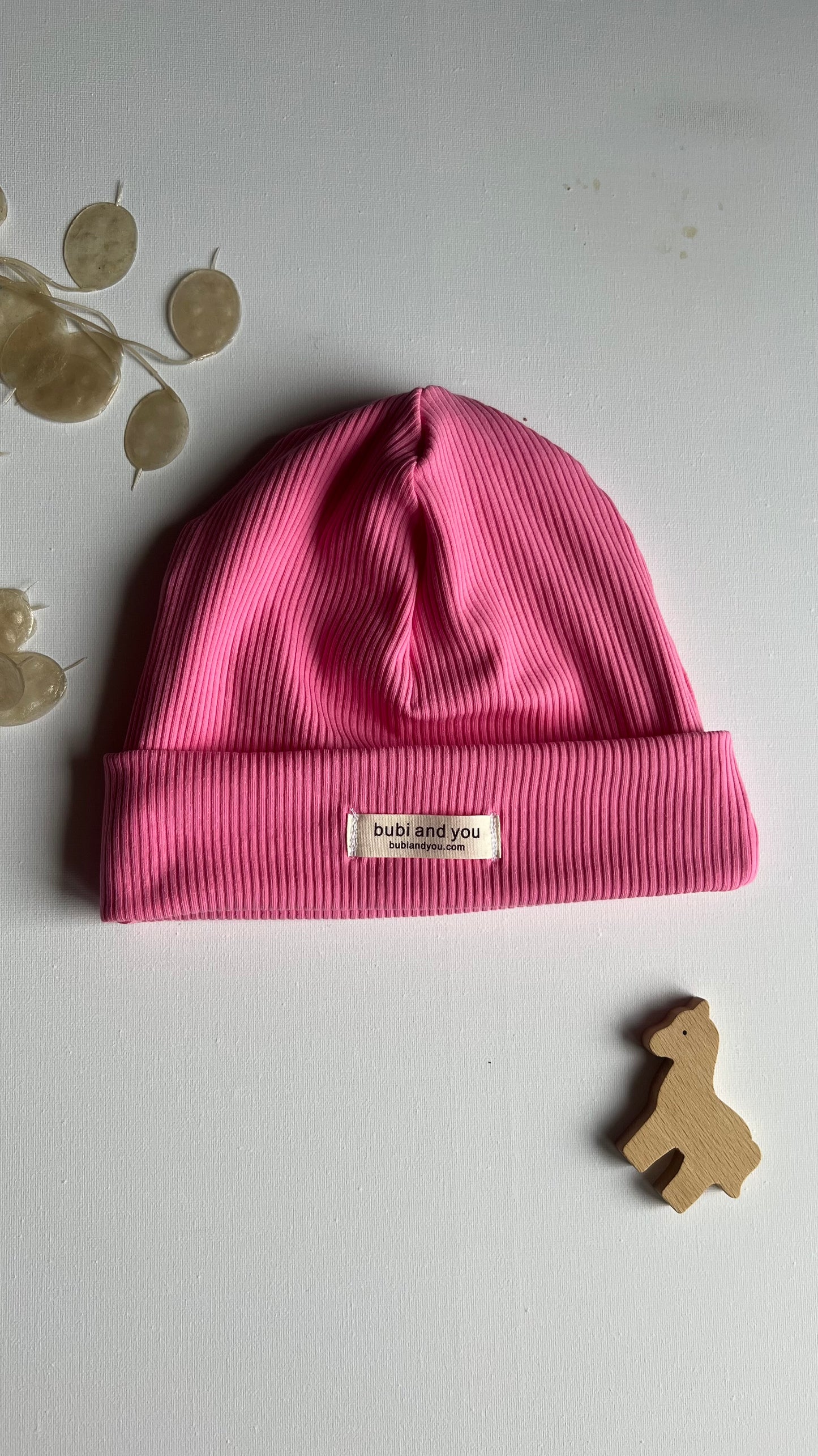 BEANIE MIT SCHAL- pink