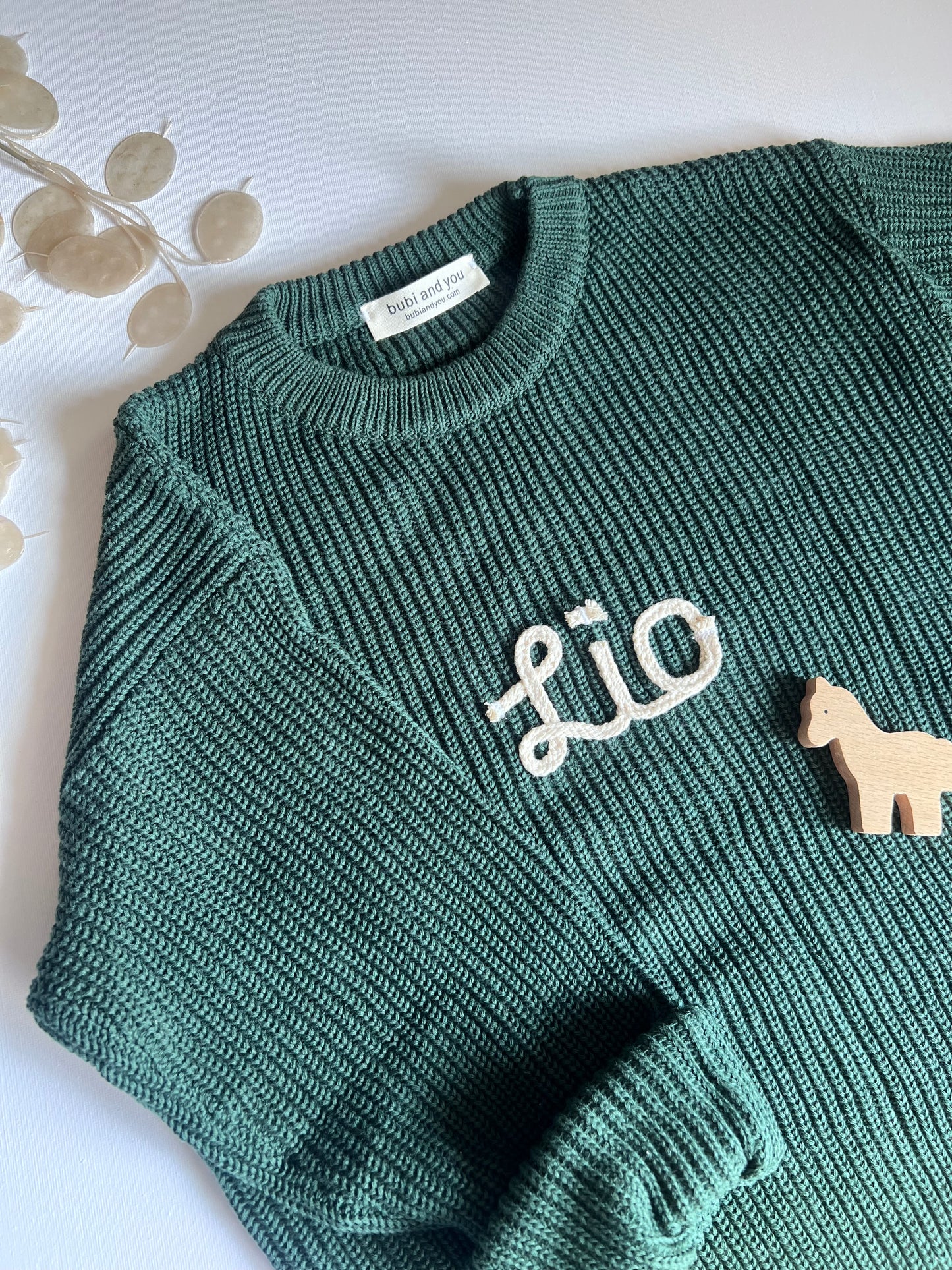 Personalisierter Pullover - in Farbe Smaragd