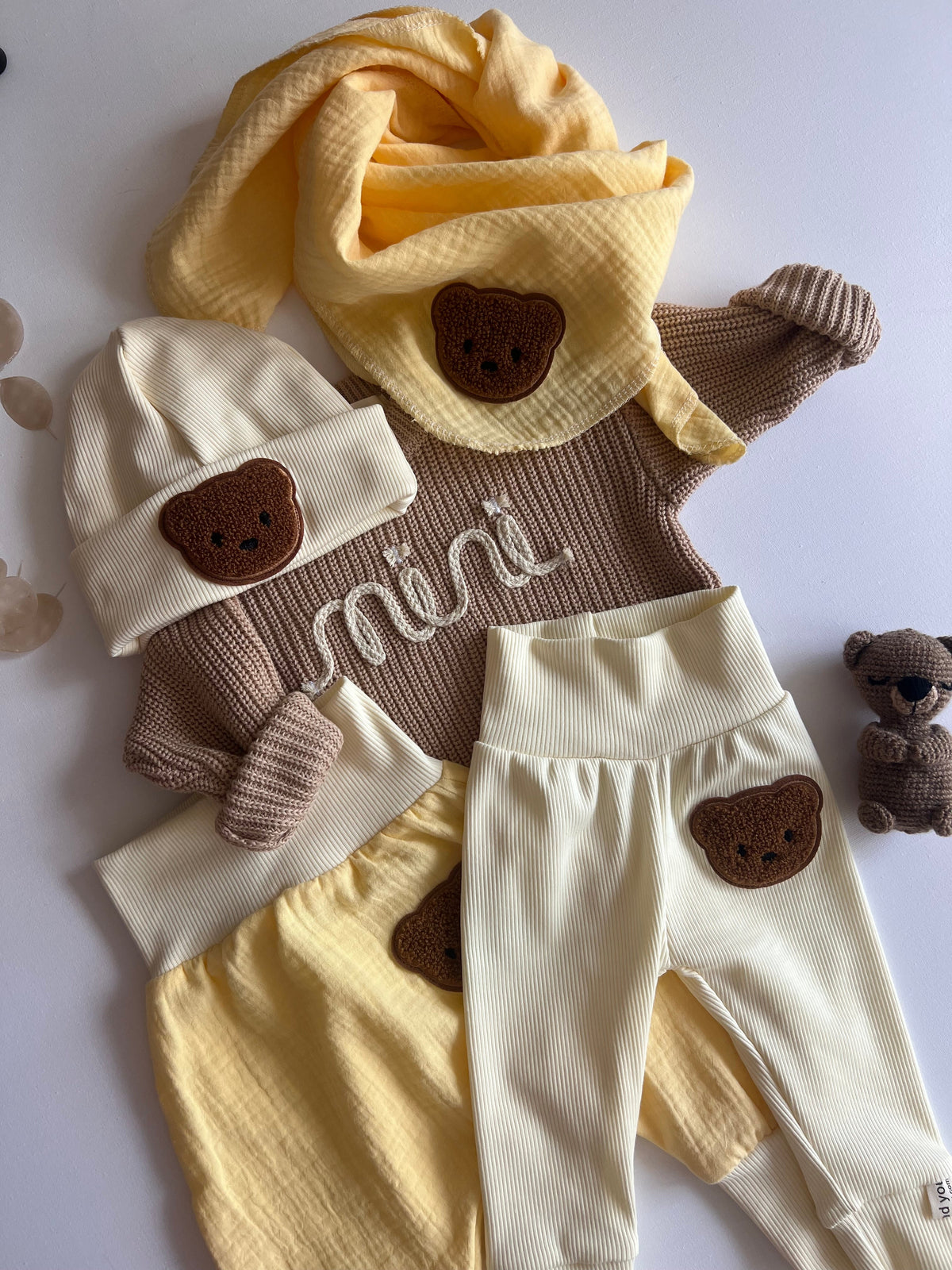 Bärchen Accessoires – Butter Yellow | Beanie & Musselintuch