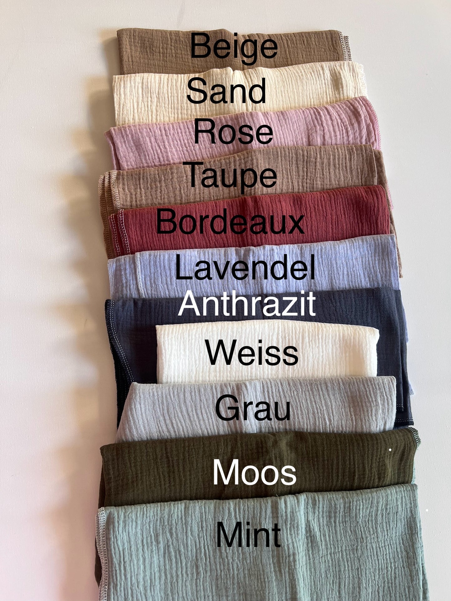 Musselin Tuch MIT PERSONALISIERUNG - ALLE GRÖSSEN und FARBEN