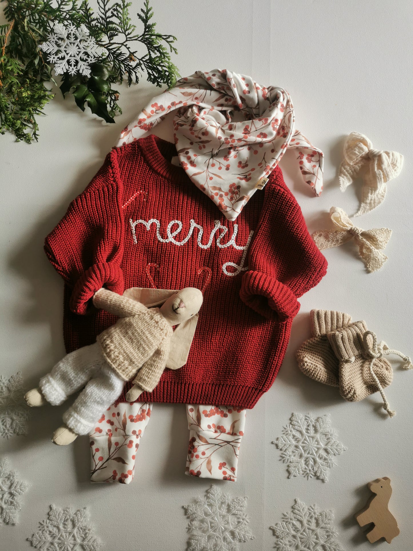 Weihnachts Kollektion - Beeren Hose und Halstuch