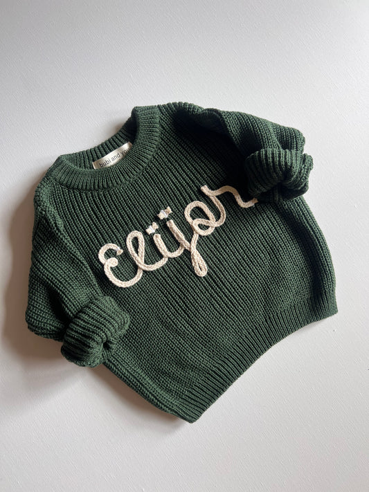 Personalisierter Pullover - in Farbe Smaragd