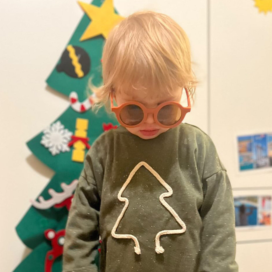 Grünes Weihnachtsset für Kinder mit Tannenbaum aus Kordel