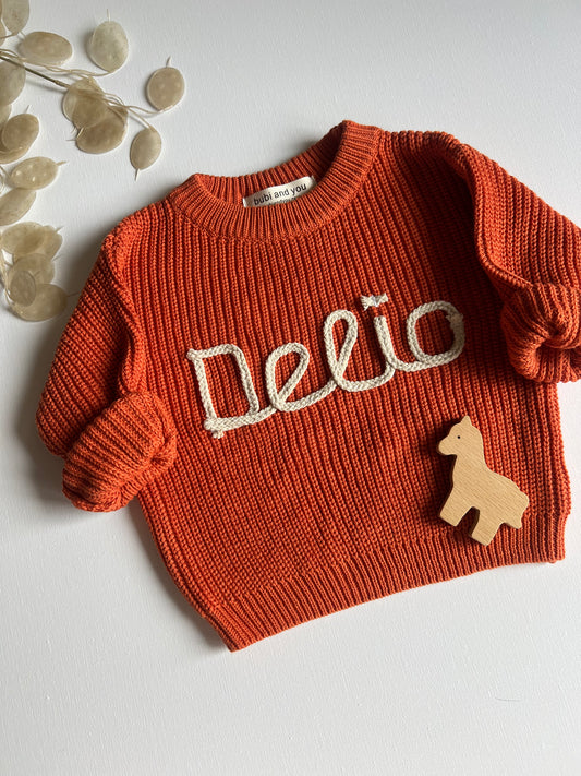 Personalisierter Pullover - in Farbe orange