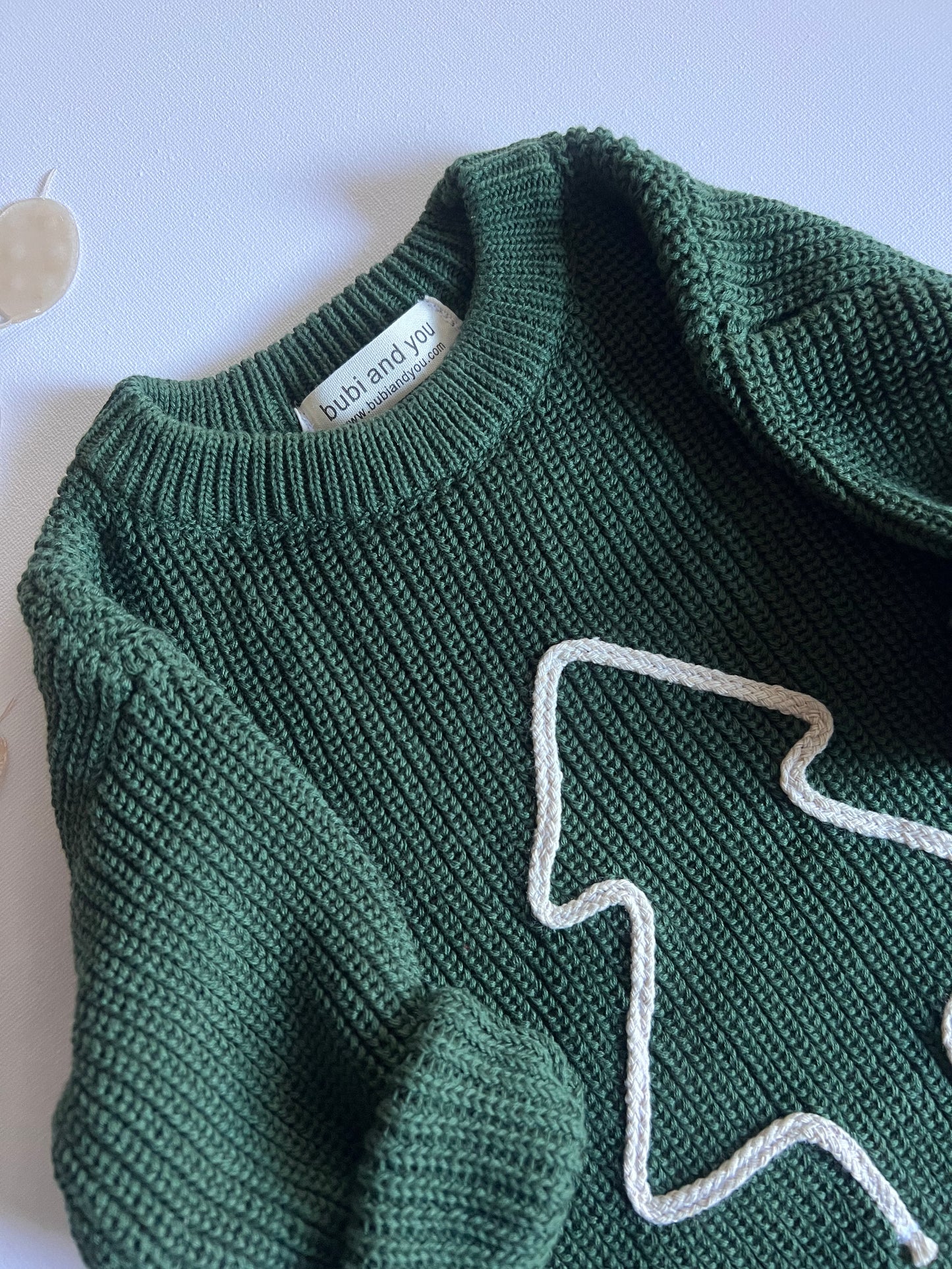 Weihnachts Kollektion - Strickpullover Smaragd mit Tannenbaum