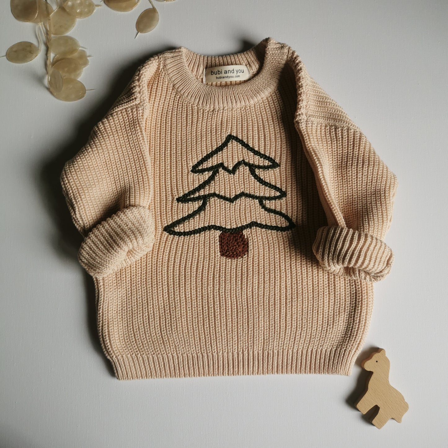 Weihnachts Kollektion - Strickpullover hafer Weihnachtsbaum