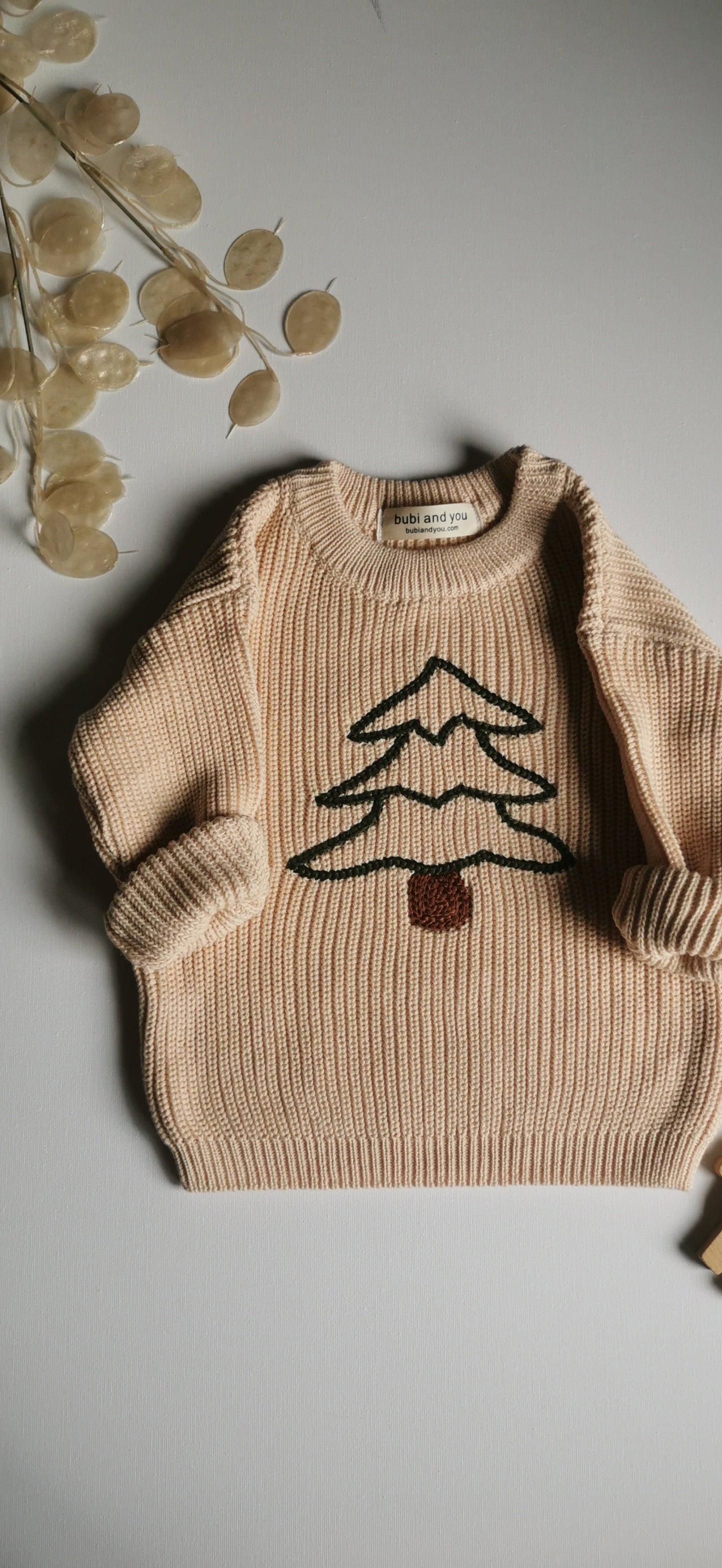 Weihnachts Kollektion - Strickpullover hafer Weihnachtsbaum