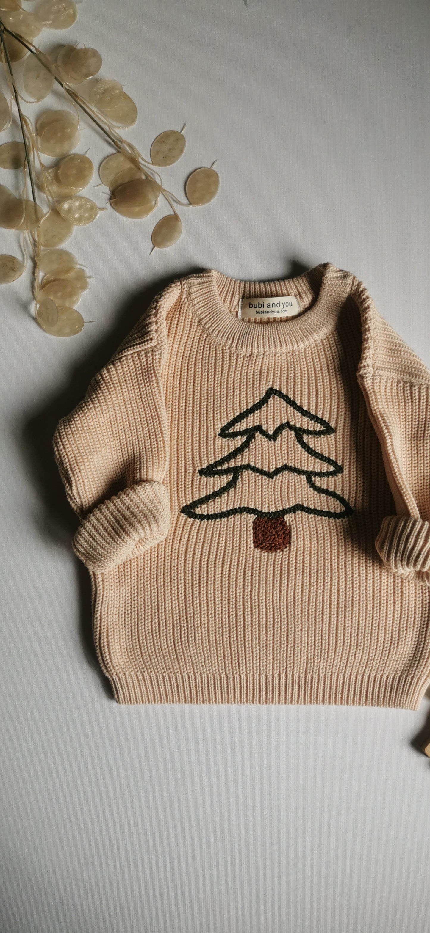 Weihnachts Kollektion - Strickpullover hafer Weihnachtsbaum