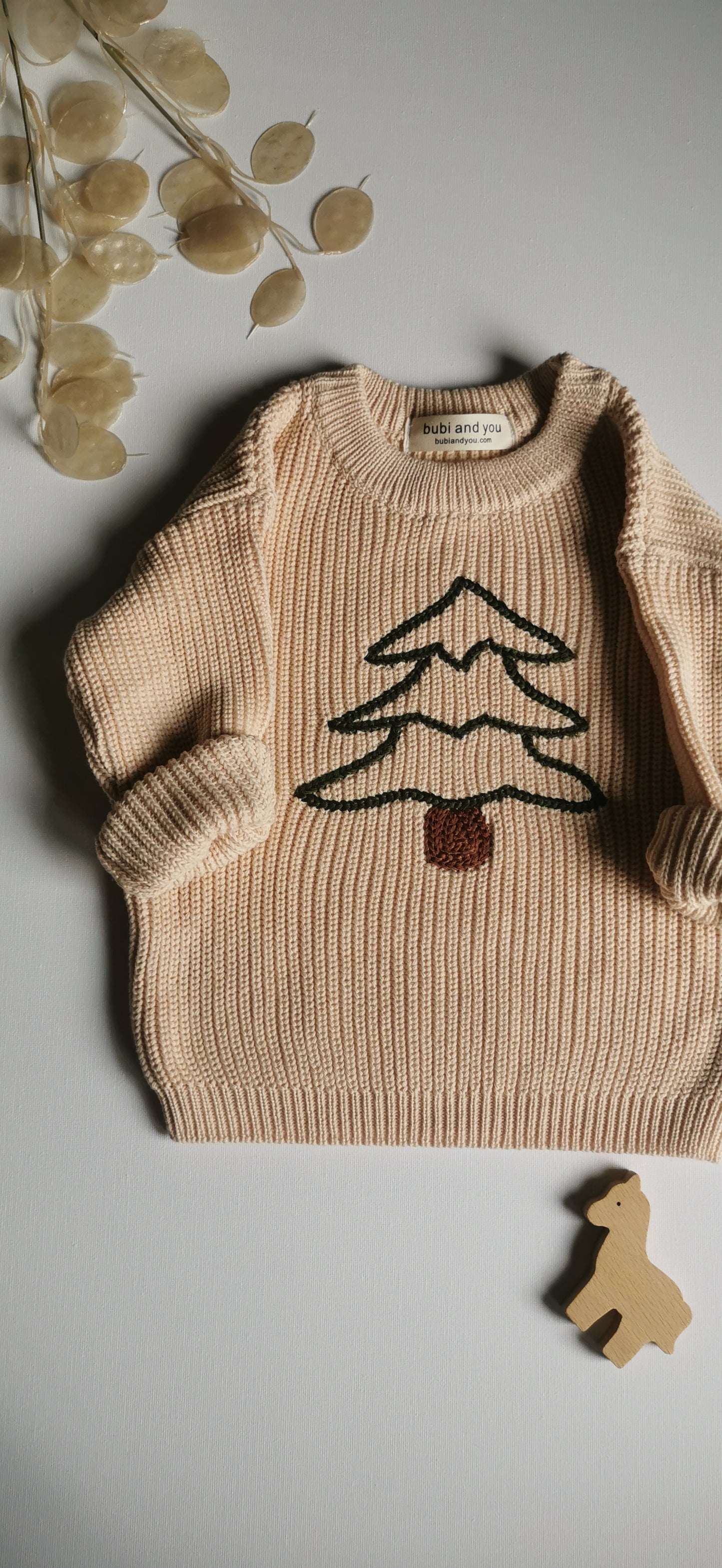 Weihnachts Kollektion - Strickpullover hafer Weihnachtsbaum