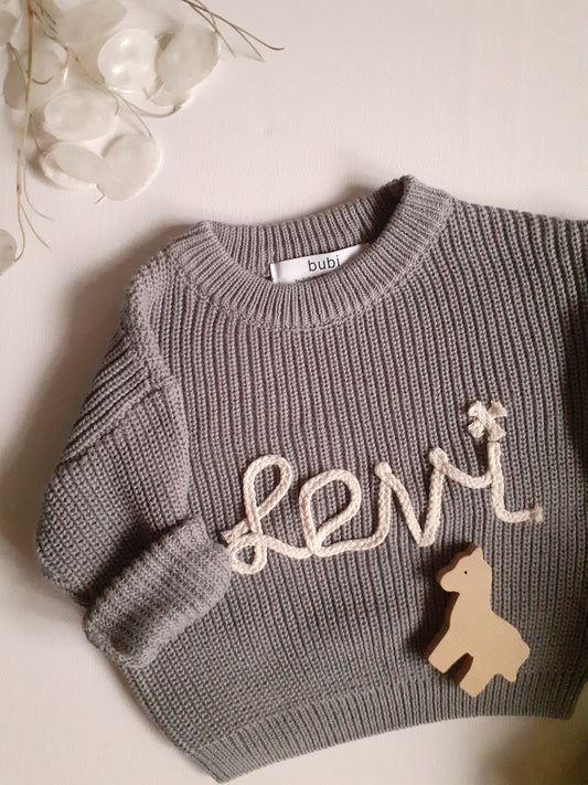 Personalisierter Pullover grau