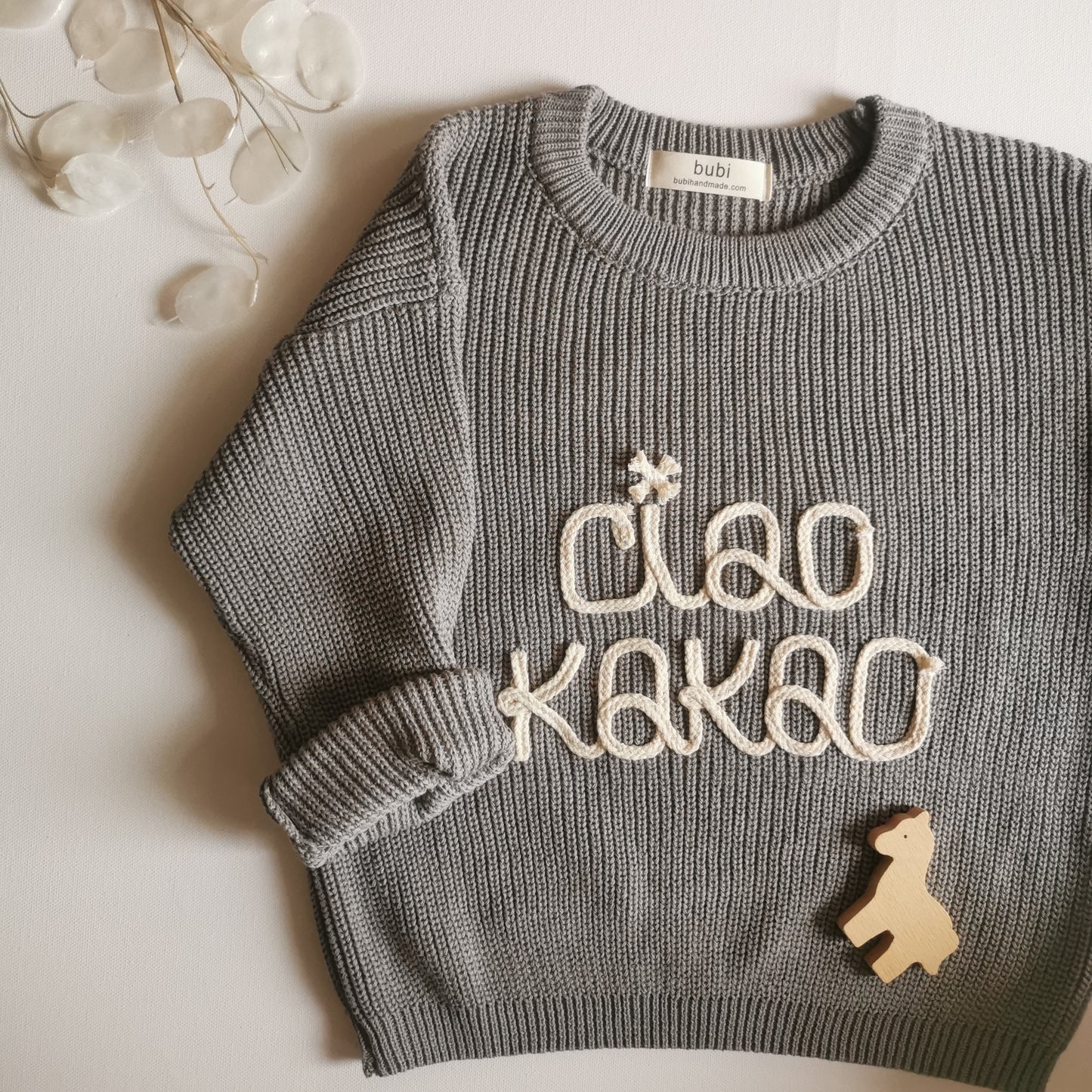 Personalisierter Pullover grau